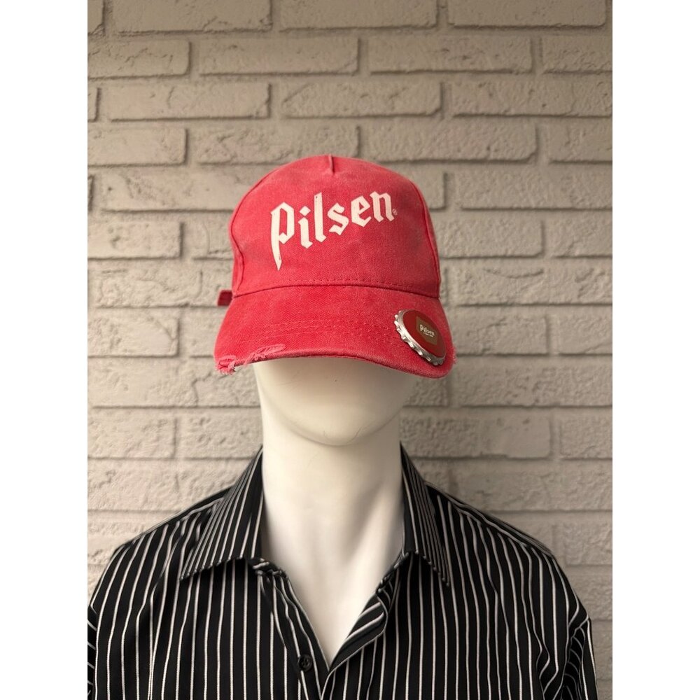 Pilsen Costa Rica Beer Red Hat /Cap with Bottle Opener One Size